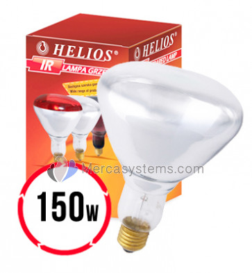Helios Lampada a infrarossi bianca da 150 W (lampada a infrarossi per allevamento)