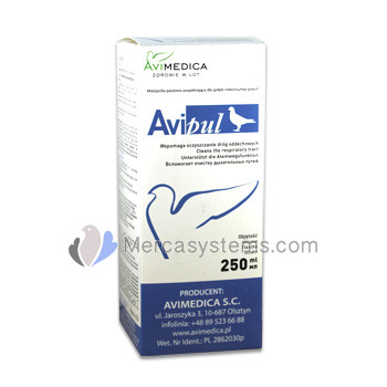 AviMedica AviPul 250 ml (vie aeree ottimale) per i piccioni e uccelli.