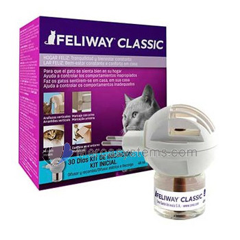 Ceva Feliway Classic Diffuser + Refill - 48ml for 1 Month (per migliorare il comportamento ed evitare lo stress nei gatti)