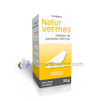 Avizoon Natur Vermes 50gr, (100% prodotto naturale che elimina la maggior parte dei parassiti intestinali in uccelli da voliera)