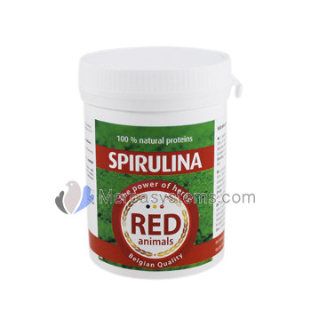The Red Pigeon Spirulina 80 gr, (un'alga verde naturale con un tenore proteico oltre il 55%).