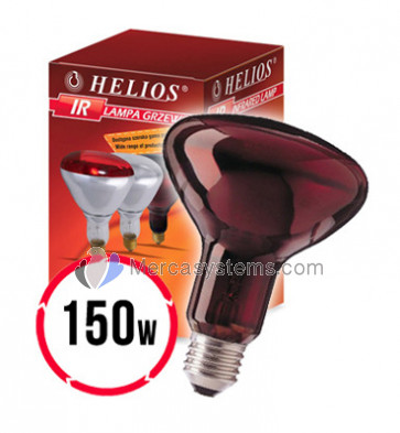 Helios Lampada a infrarossi rossa da 150 W (lampada da riscaldamento a infrarossi per allevamento)